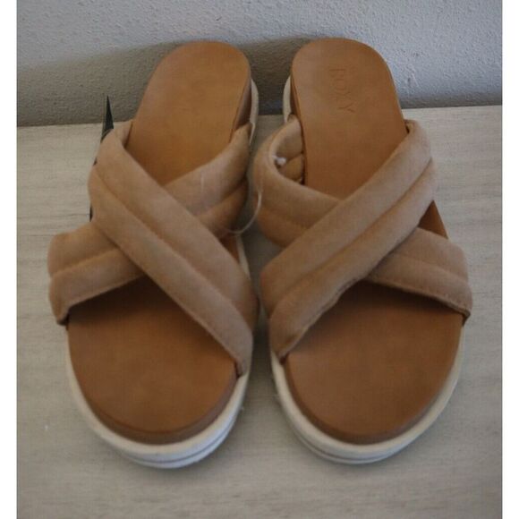 Roxy ARJL200806 Women's Sz 10 Tan Veria Suede Cross-Over Strap Slide Sandals - Picture 3 of 10